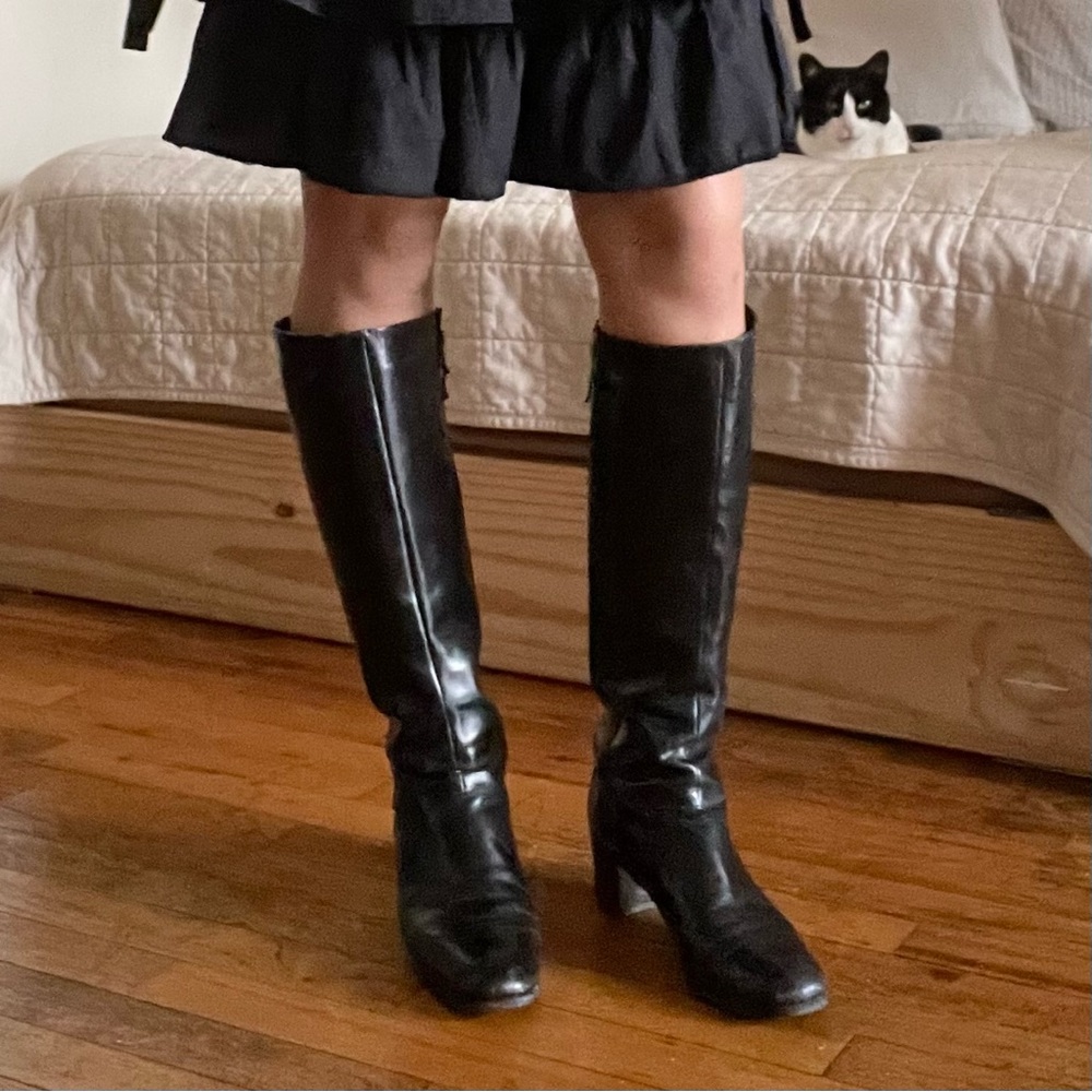 Vintage Salvatore Ferragamo for Saks Fifth Ave Knee High Black Leather Boots